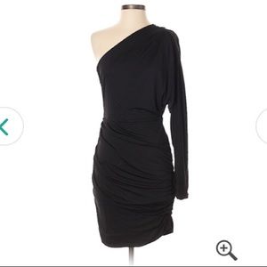 Black one-sleeve cocktail dress